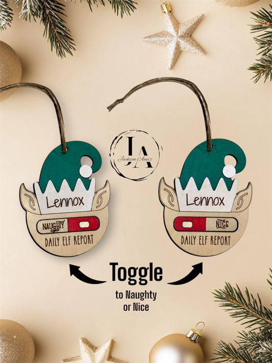 Personalized Daily Elf Report Ornaments - Toggle