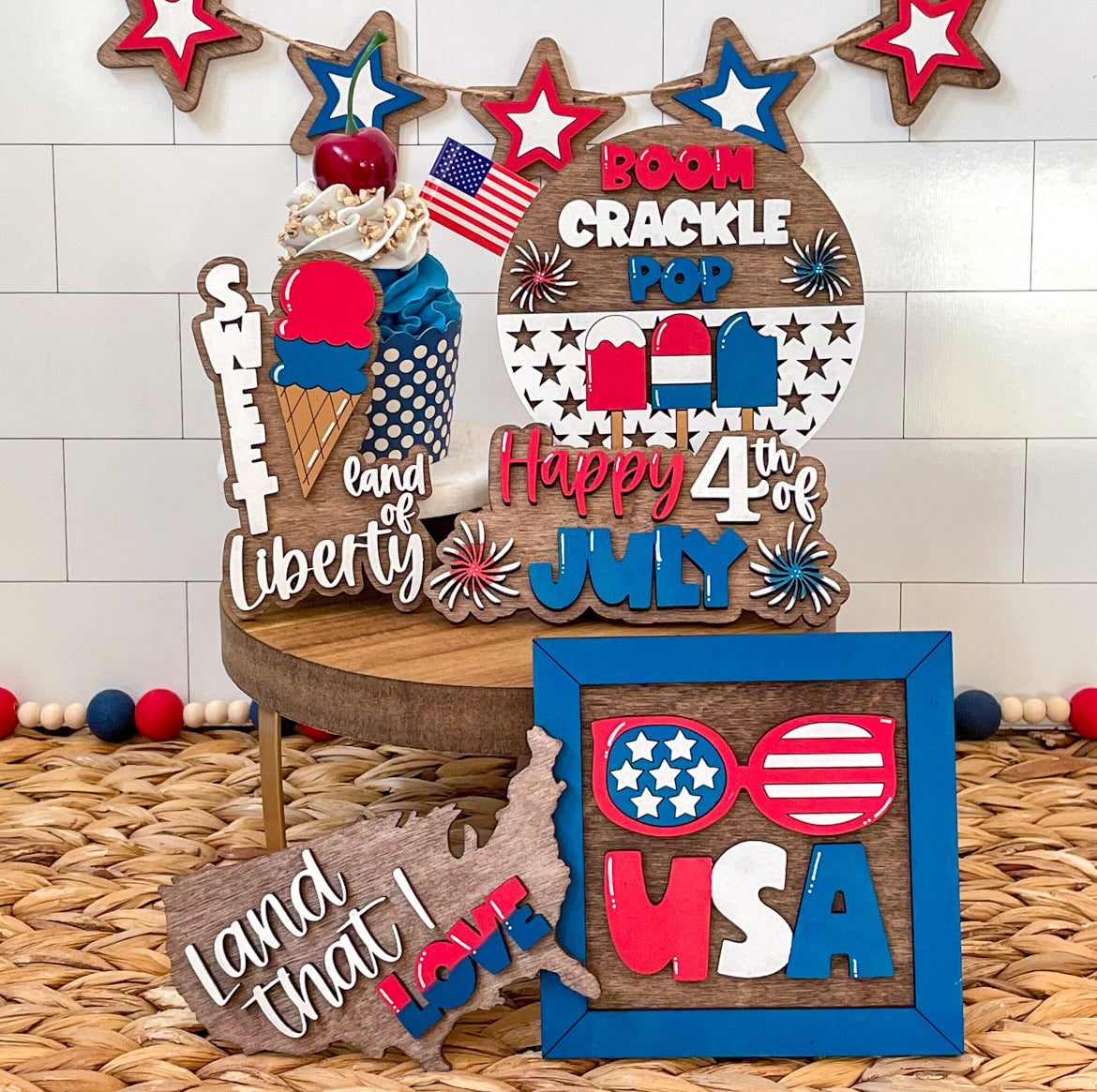 4th of July Tiered Tray Set