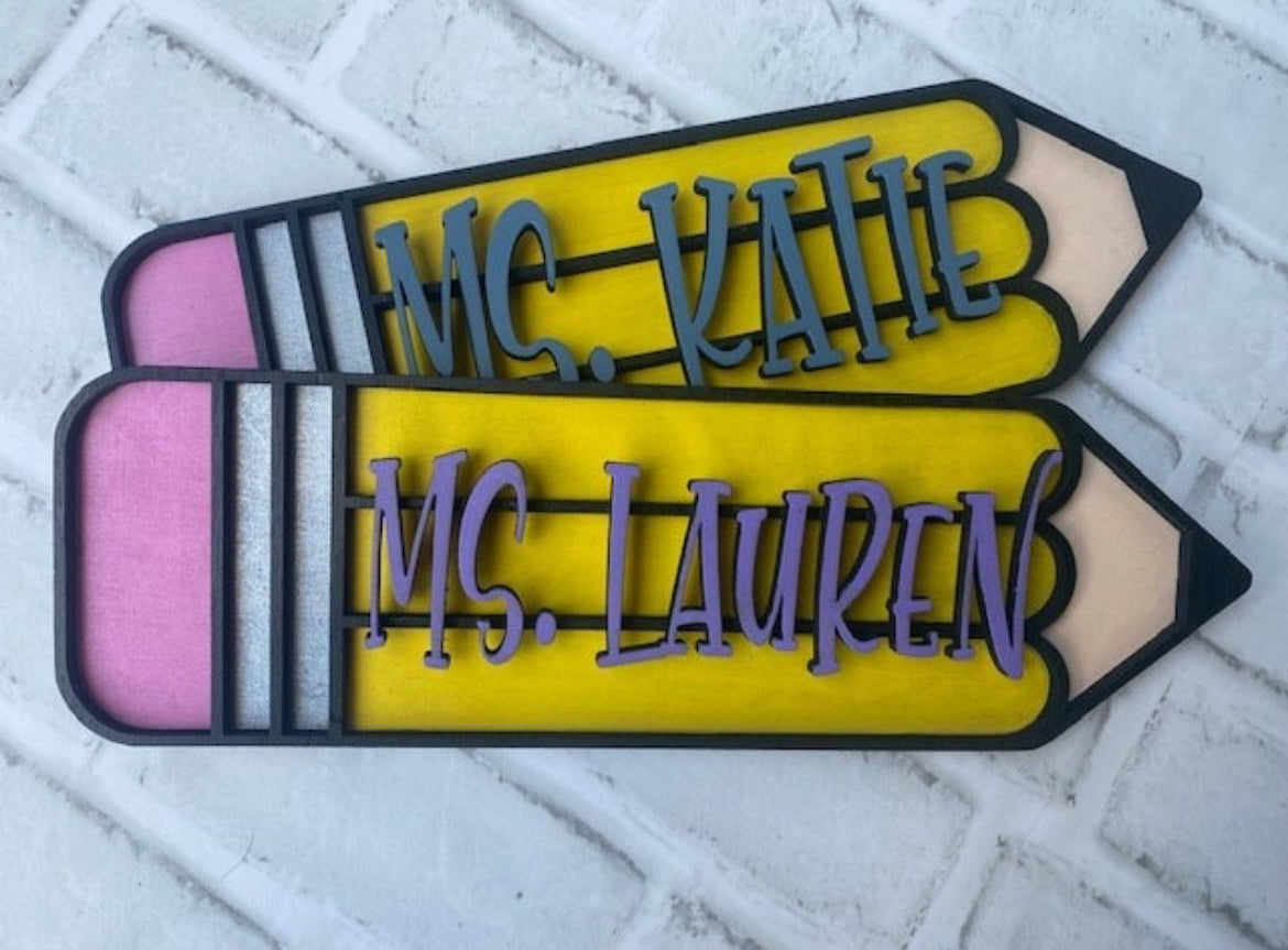 Pencil Teacher Name Decor