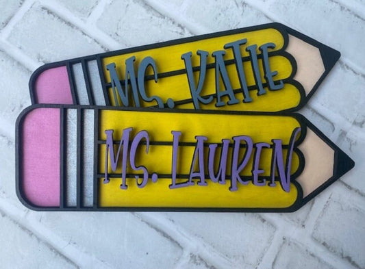 Pencil Teacher Name Decor