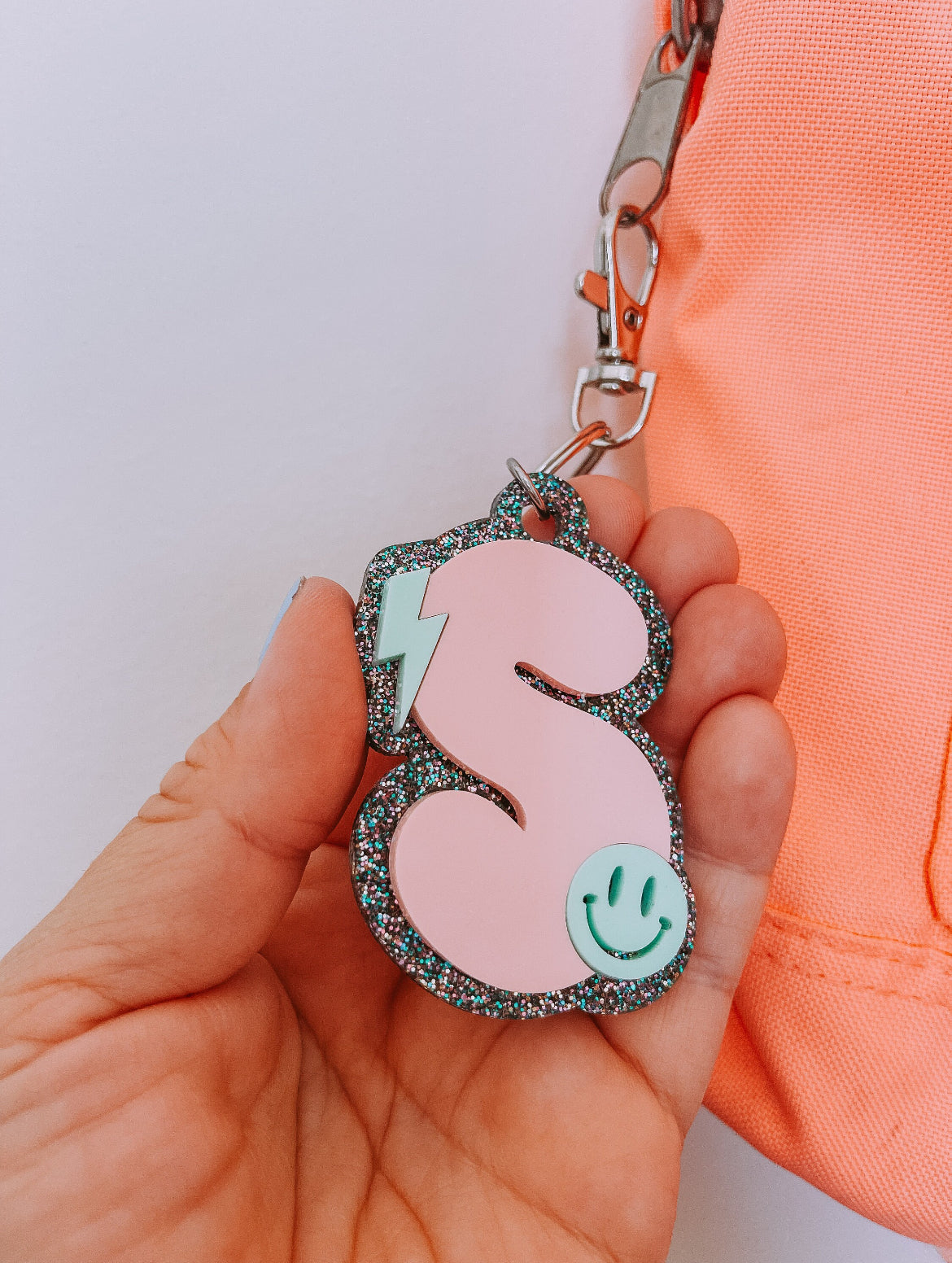 Letter Bag Tag - Smiley Face & Lightning Bolt