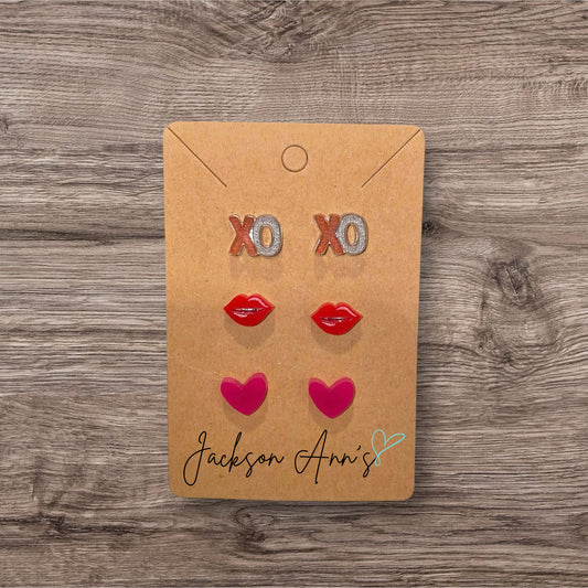 Valentine Stud Trio - set of 3