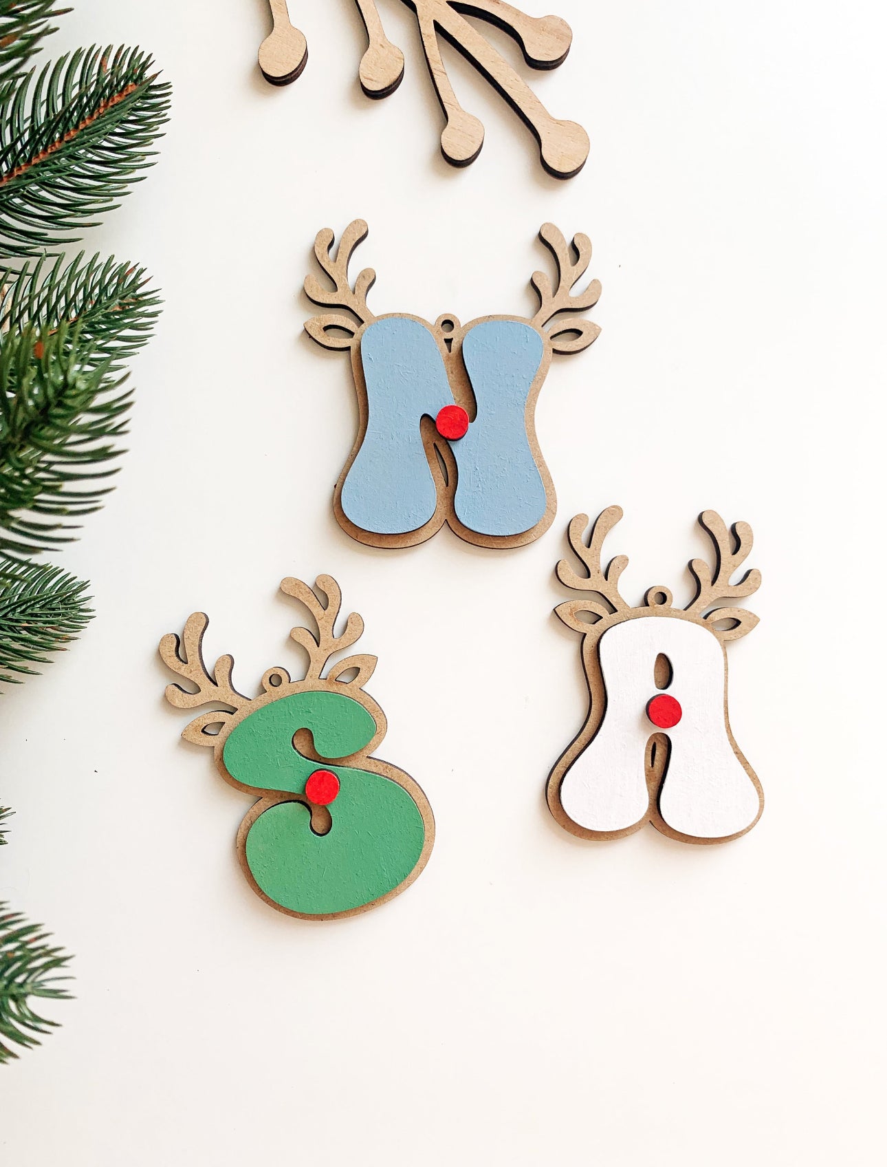 Initial Reindeer Name Tag