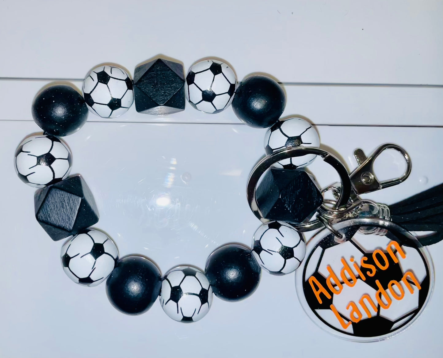 Soccer Wooden Wristlet Keychain