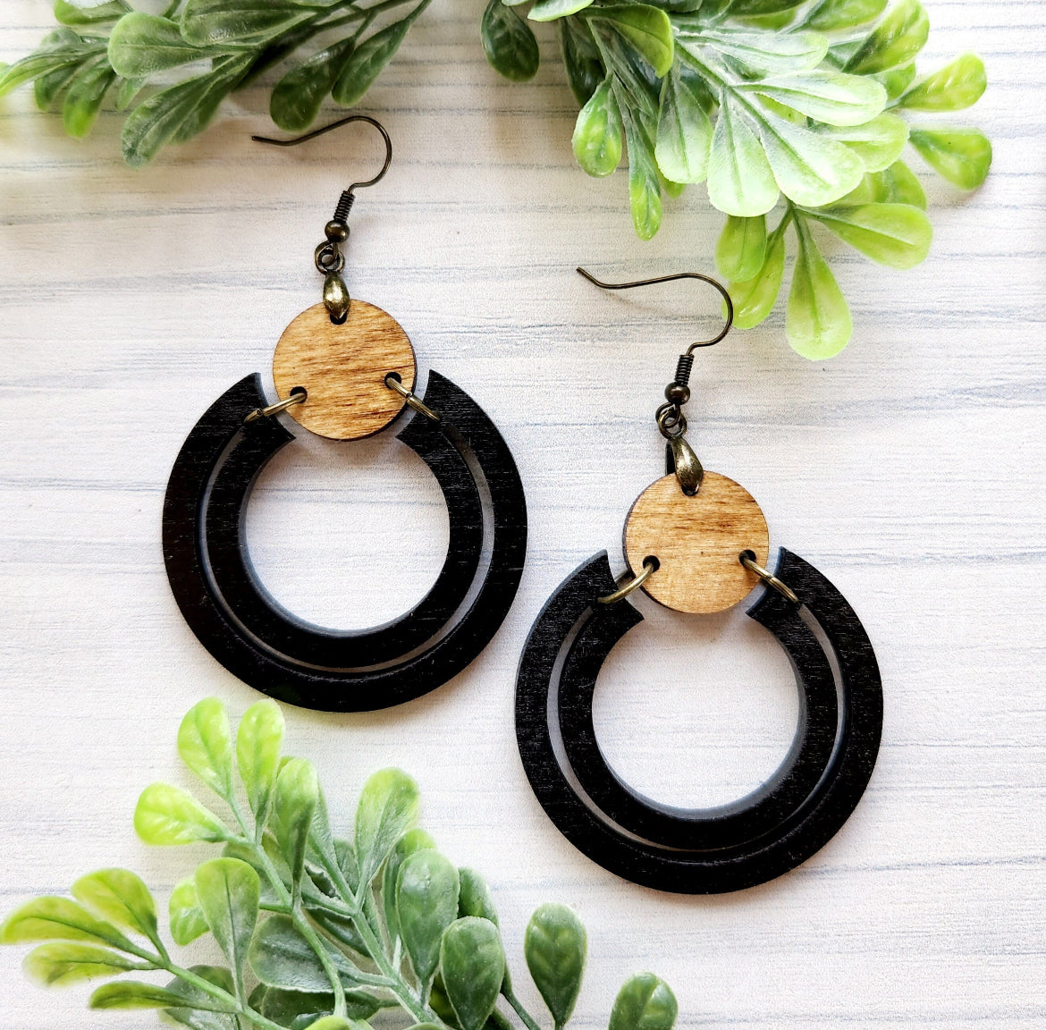 Black & Wooden Earrings