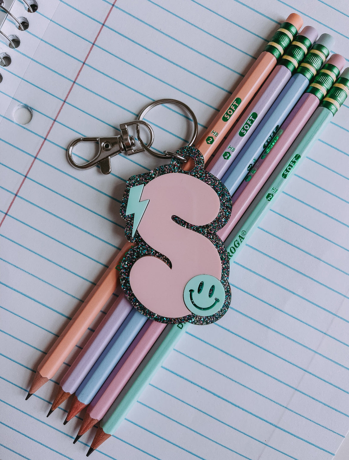 Letter Bag Tag - Smiley Face & Lightning Bolt