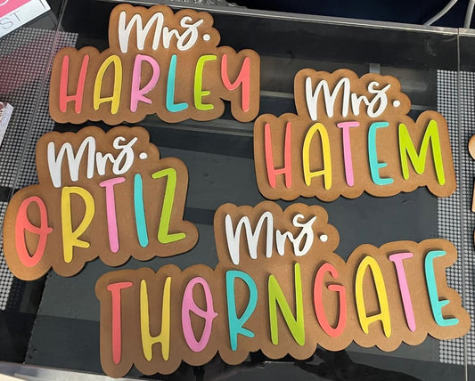 Teacher Name Door Hanger Rainbow