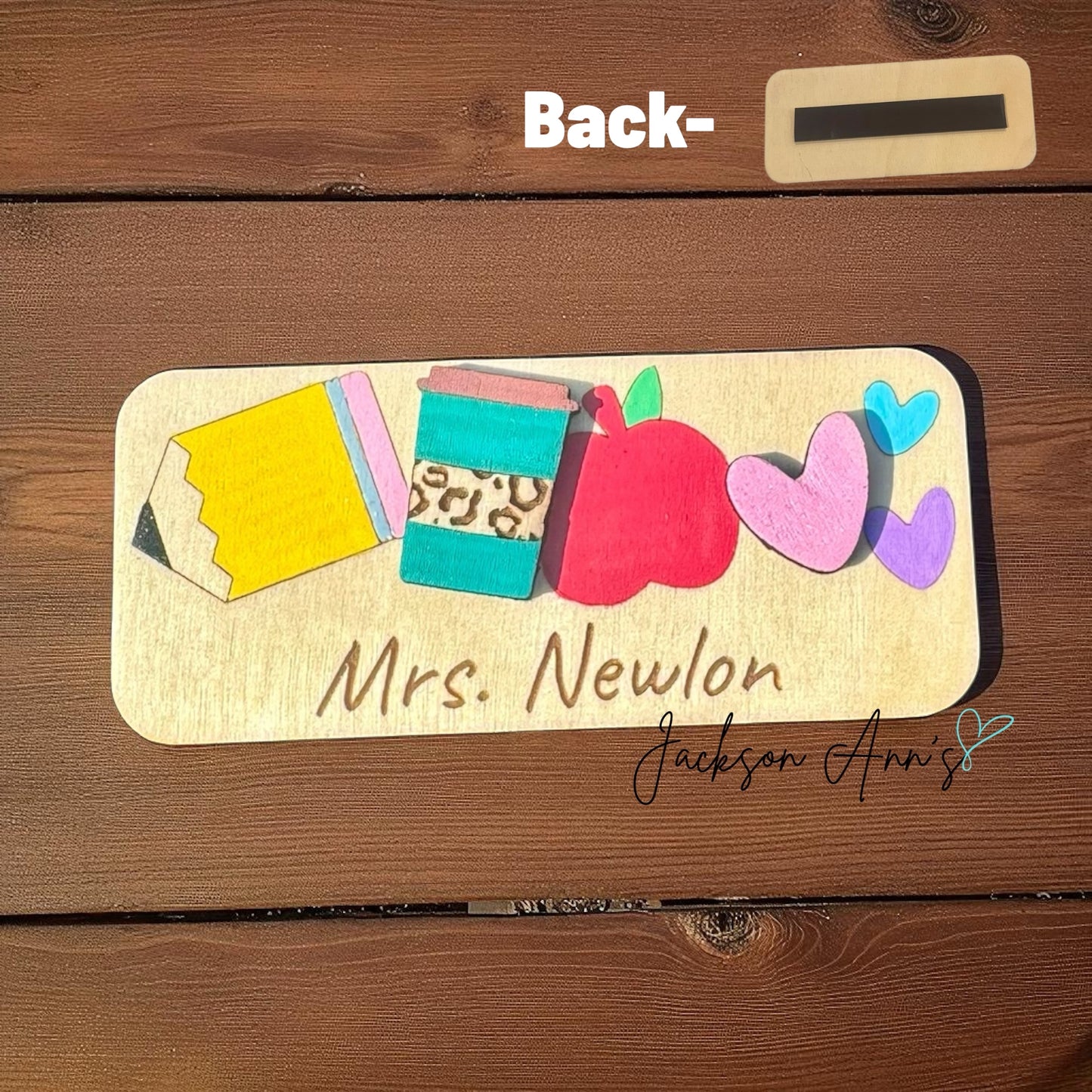 Personalized School Teacher Magnet 🍎✏️☕💛