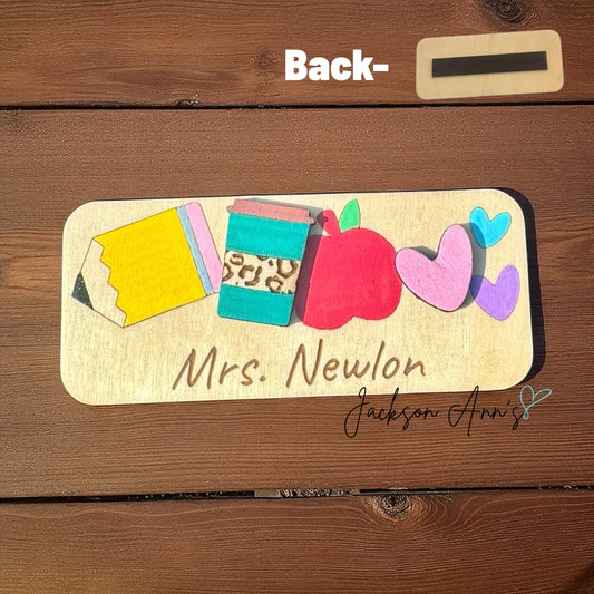 Personalized School Teacher Magnet 🍎✏️☕💛