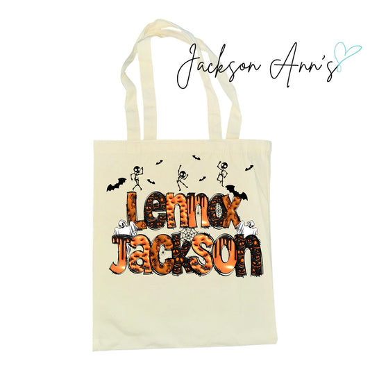 Personalized Halloween Trick-or-Treat Tote Bag - Orange