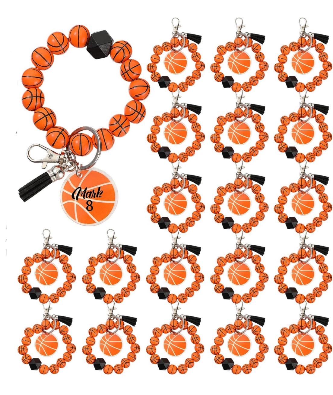 Basketball Wooden Wristlet Keychain