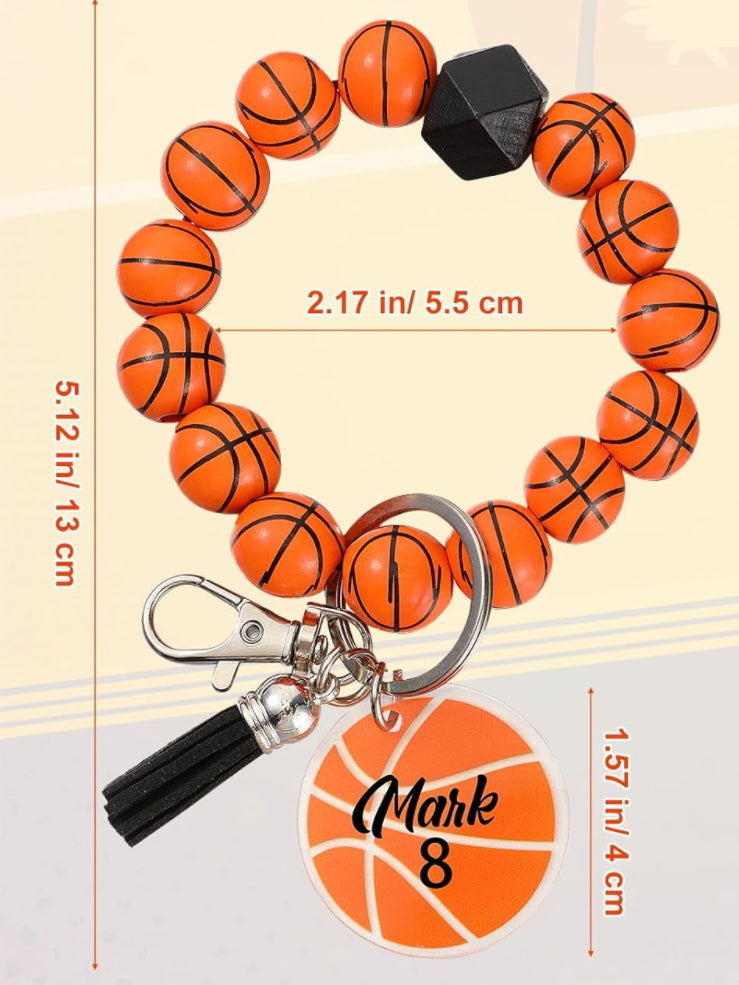 Basketball Wooden Wristlet Keychain