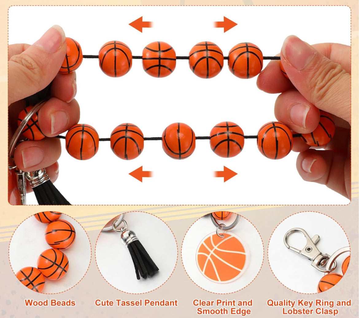 Basketball Wooden Wristlet Keychain